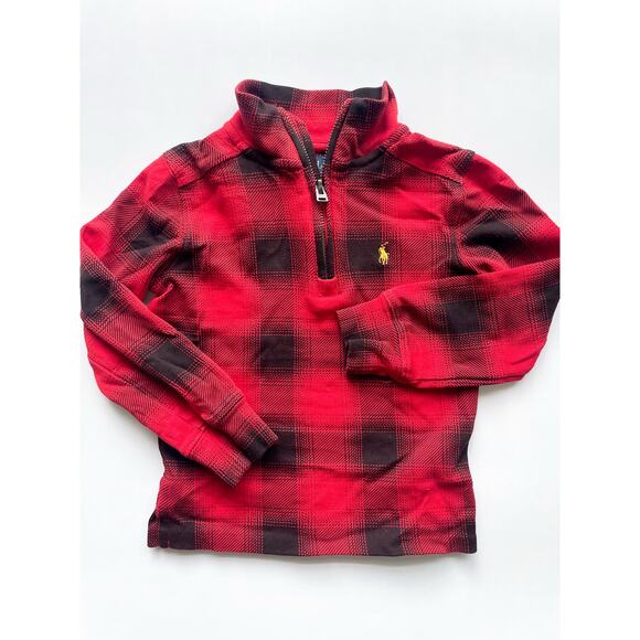 Boy's Ralph Lauren Checked Cotton Quarter Zip Pullover Size 3T - Picture 1 of 4